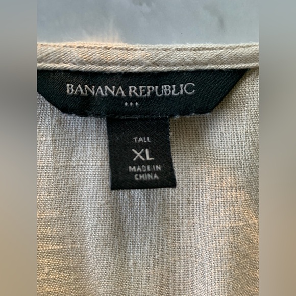 Banana Republic Sand Tan Shirt Dress XL Tall Button Down Short Sleeve Maxi - Picture 5 of 11